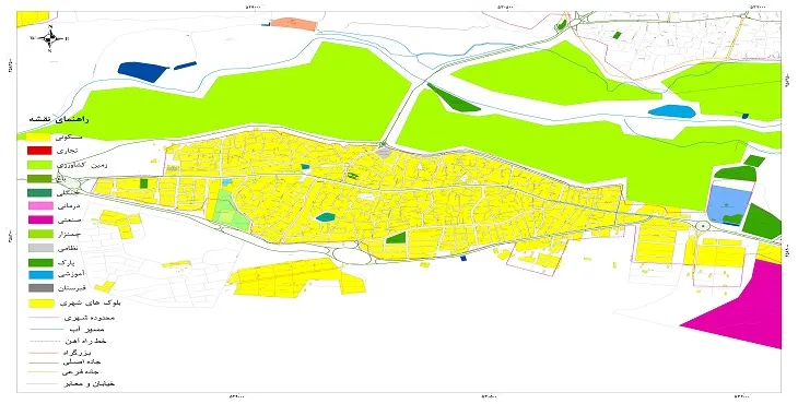 نقشه شیپ فایل (GIS) شهر سده لنجان سال 1404 + عکس با کیفیت