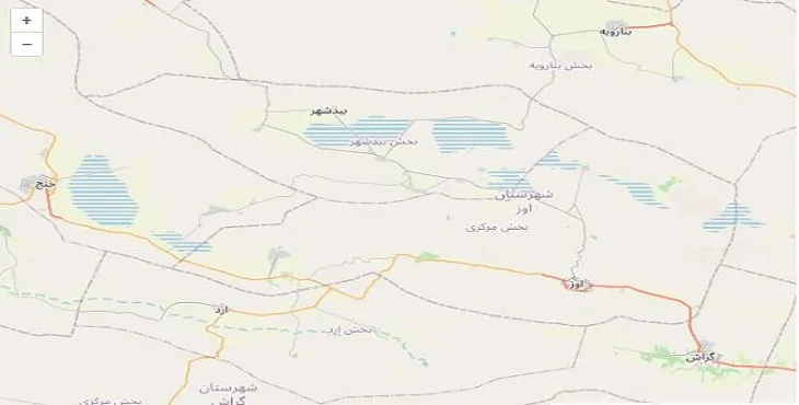دانلود نقشه شهرستان اوز + pdf با کیفیت بالا