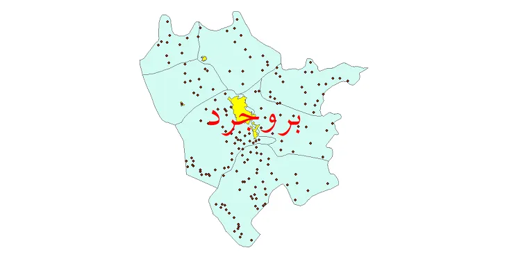 دانلود نقشه شیپ فایل (GIS) تقسیمات سیاسی شهرستان بروجرد سال 1400