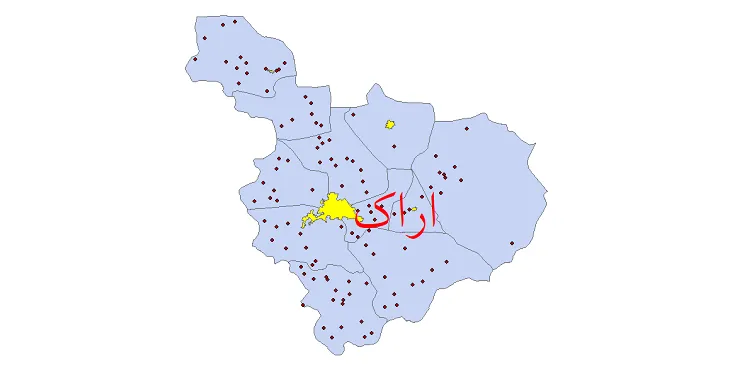 دانلود نقشه شیپ فایل (GIS) تقسیمات سیاسی شهرستان اراک سال 1400