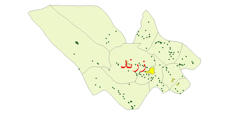 دانلود نقشه شیپ فایل (GIS) تقسیمات سیاسی شهرستان زرند سال 1400