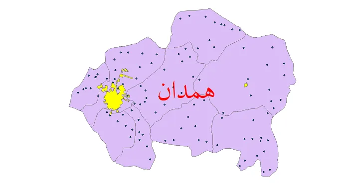 دانلود نقشه شیپ فایل (GIS) تقسیمات سیاسی شهرستان همدان سال 1400