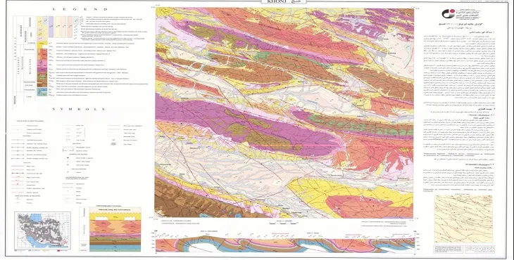 نقشه زمین‌ شناسی محدوده شهری خنج + تصویر با کیفیت بالا