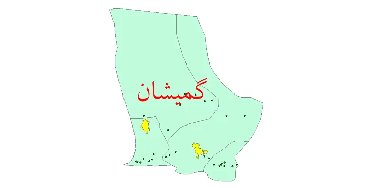 دانلود نقشه شیپ فایل (GIS) تقسیمات سیاسی شهرستان گمیشان سال 1400