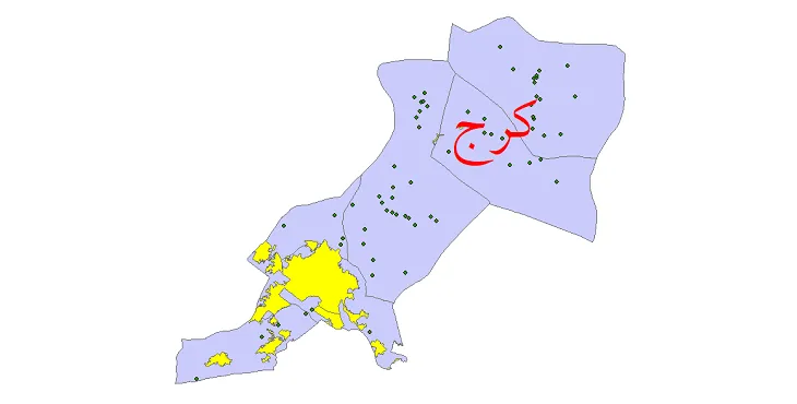 دانلود نقشه شیپ فایل (GIS) تقسیمات سیاسی شهرستان کرج سال 1400