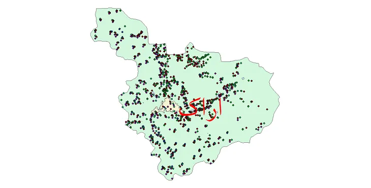 دانلود نقشه شیپ فایل جمعیت نقاط شهری و روستایی شهرستان اراک از سال 1335 تا 1395