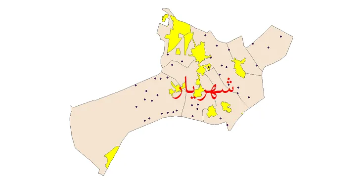 دانلود نقشه شیپ فایل (GIS) تقسیمات سیاسی شهرستان شهریار سال 1400