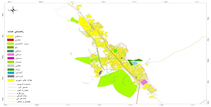 نقشه شیپ فایل (GIS) شهر کوهبنان 1404 + عکس با کیفیت