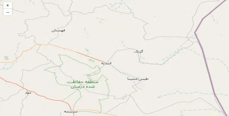 دانلود نقشه شهرستان درمیان + pdf با کیفیت بالا