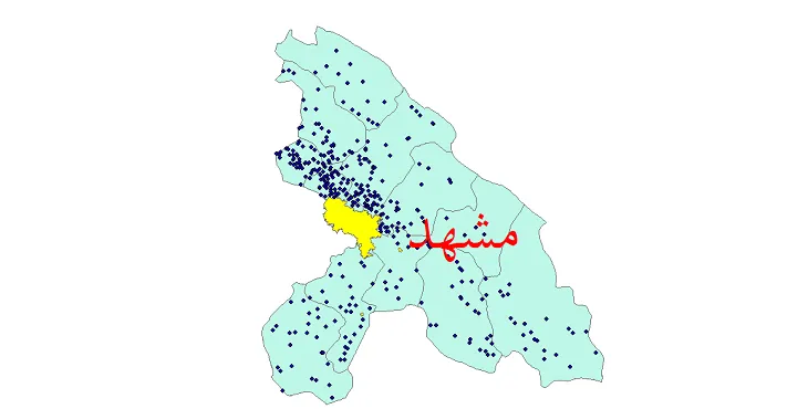 دانلود نقشه شیپ فایل (GIS) تقسیمات سیاسی شهرستان مشهد سال 1400