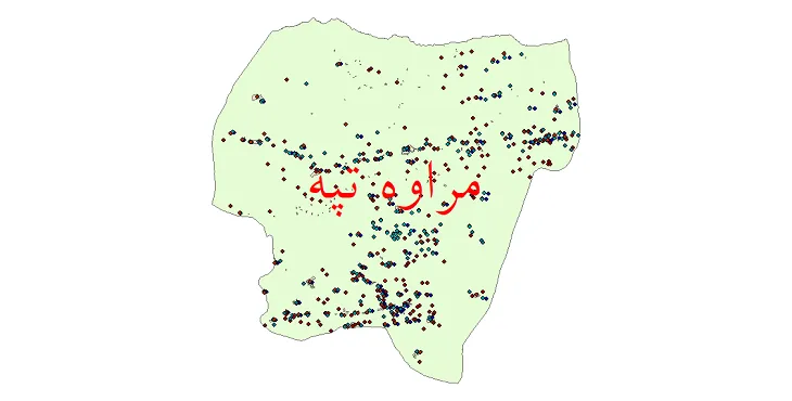 دانلود نقشه شیپ فایل جمعیت نقاط شهری و روستایی شهرستان مراوه تپه از سال 1335 تا 1395