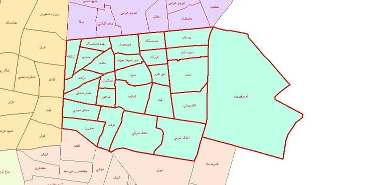 دانلود نقشه شیپ فایل محلات منطقه 14 شهر تهران