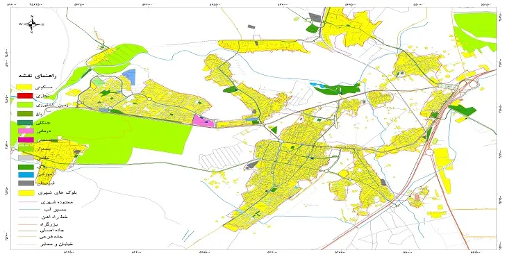 نقشه شیپ فایل (GIS) شهر مبارکه 1404 + عکس با کیفیت