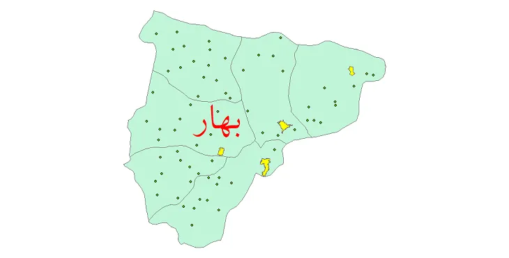 دانلود نقشه شیپ فایل (GIS) تقسیمات سیاسی شهرستان بهار سال 1400