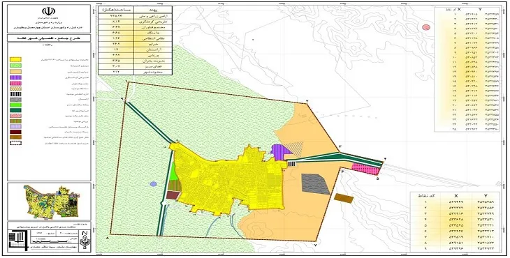 نقشه محدوده و حریم شهر نقنه | کیفیت بالا