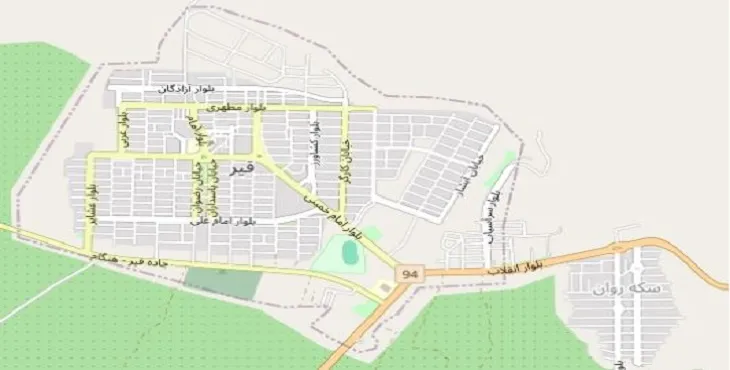 دانلود نقشه شهر قیر + pdf با کیفیت بالا