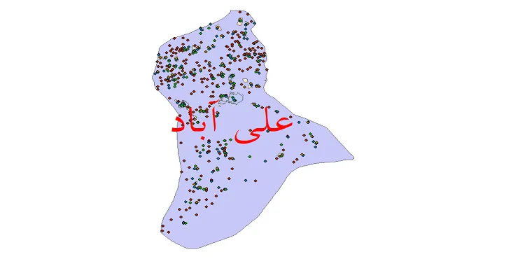 دانلود نقشه شیپ فایل جمعیت نقاط شهری و روستایی شهرستان علی آباد از سال 1335 تا 1395