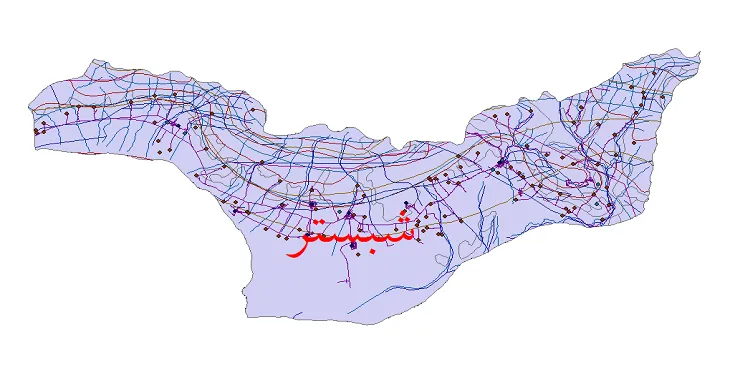 دانلود نقشه های شیپ فایل شهرستان شبستر + کاملترین لایه GIS