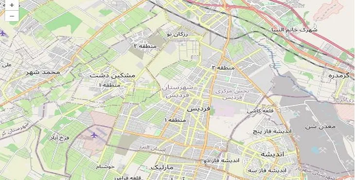دانلود نقشه شهرستان فردیس + pdf با کیفیت بالا