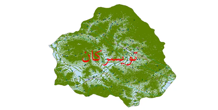 دانلود نقشه های شیپ فایل شهرستان تویسرکان + کاملترین لایه GIS