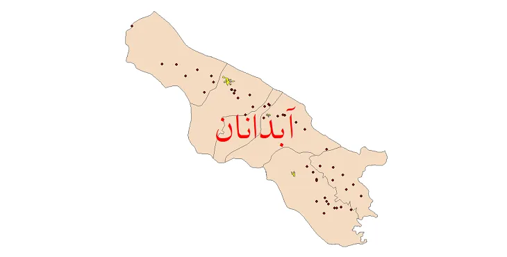 دانلود نقشه شیپ فایل (GIS) تقسیمات سیاسی شهرستان آبدانان سال 1400