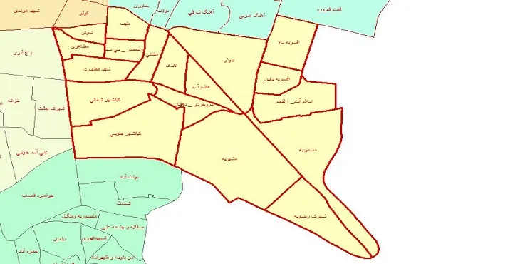 دانلود نقشه شیپ فایل محلات منطقه 15 شهر تهران