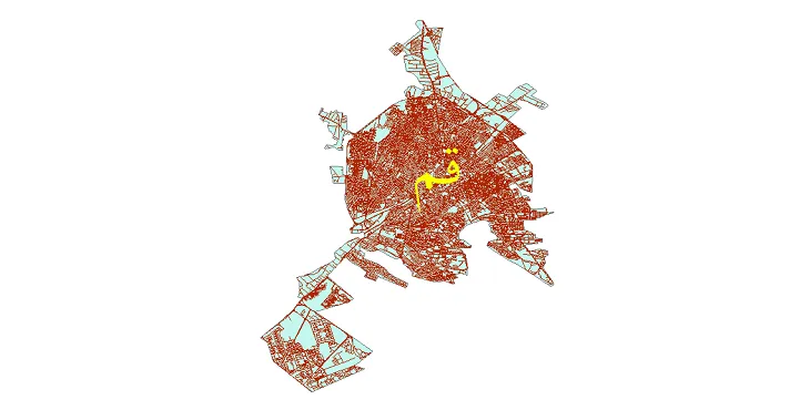 دانلود نقشه شیپ فایل شبکه معابر شهر قم