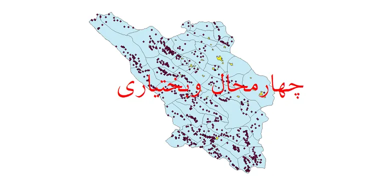 دانلود نقشه شیپ فایل (GIS) تقسیمات سیاسی استان چهارمحال و بختیاری سال 1400