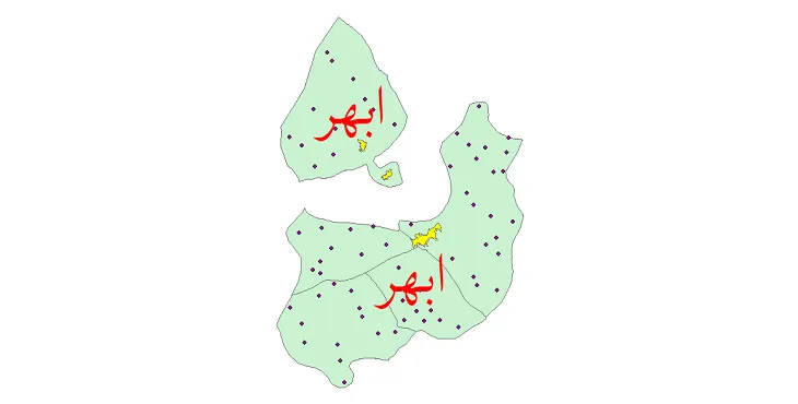 دانلود نقشه شیپ فایل (GIS) تقسیمات سیاسی شهرستان ابهر سال 1400
