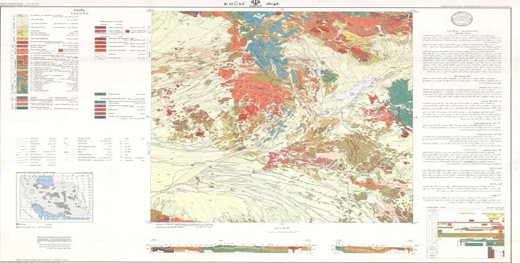 نقشه زمین شناسی محدوده شهری خوسف + تصویر با کیفیت بالا