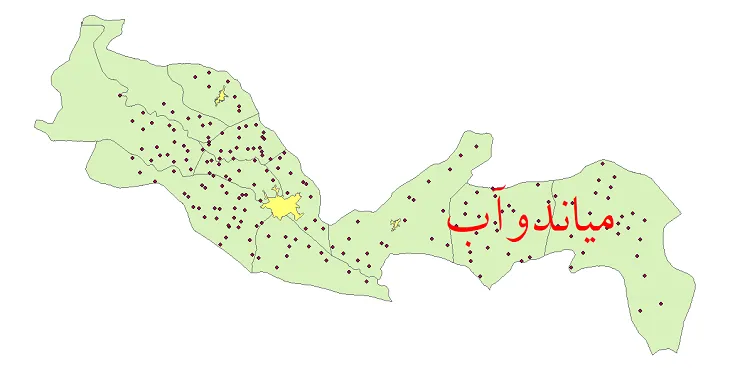 دانلود نقشه شیپ فایل (GIS) تقسیمات سیاسی شهرستان میاندوآب سال 1400
