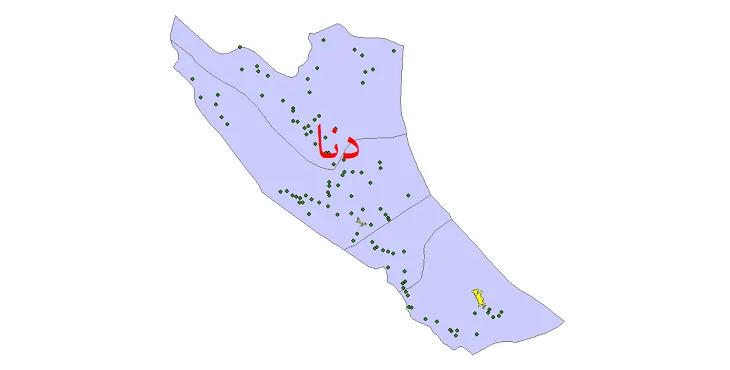دانلود نقشه شیپ فایل (GIS) تقسیمات سیاسی شهرستان دنا سال 1400