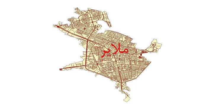 دانلود نقشه شیپ فایل شبکه معابر شهر ملایر