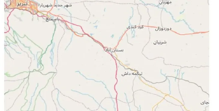دانلود نقشه شهرستان بستان آباد + pdf با کیفیت بالا