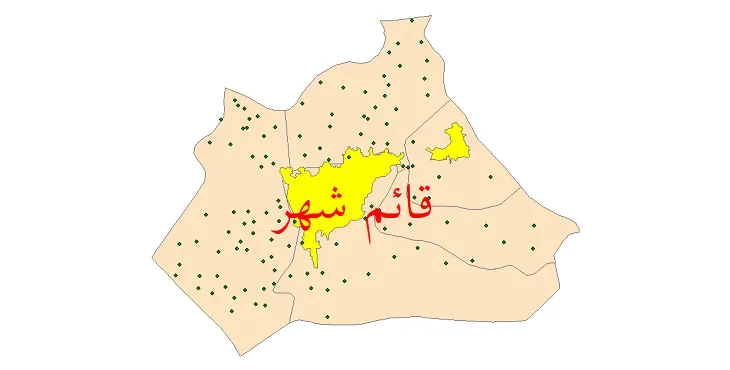 دانلود نقشه شیپ فایل (GIS) تقسیمات سیاسی شهرستان قائمشهر سال 1400