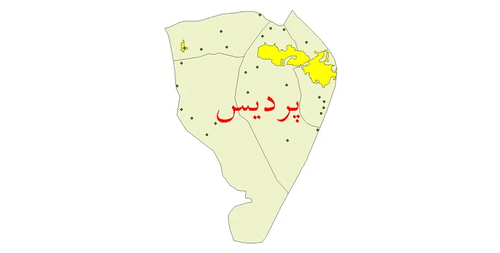 دانلود نقشه شیپ فایل (GIS) تقسیمات سیاسی شهرستان پردیس سال 1400