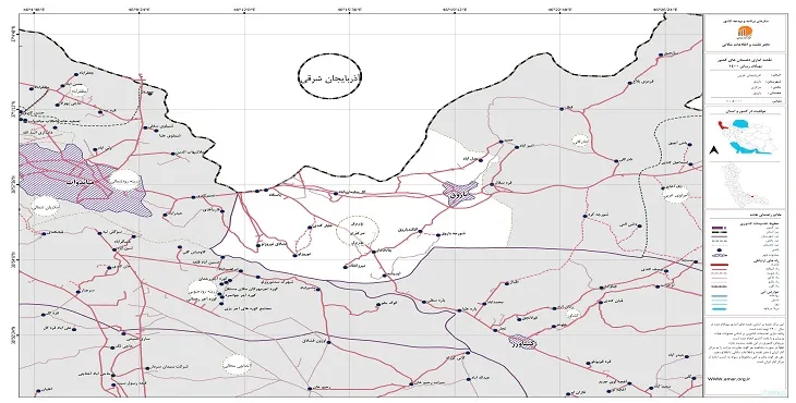 نقشه روستاهای شهرستان باروق + کیفیت بالا