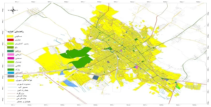 نقشه شیپ فایل (GIS) شهر رفسنجان 1404 + عکس با کیفیت