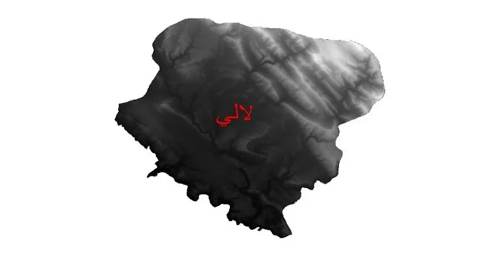 دانلود نقشه دم (DEM) شهرستان لالی | دقت 30 متر