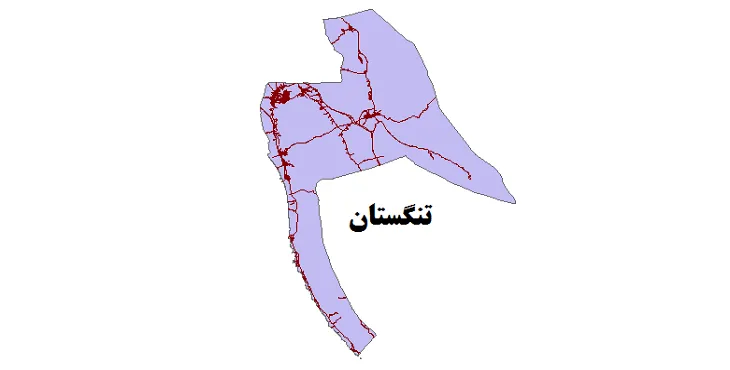 جدیدترین نقشه شیپ فایل راه های شهرستان تنگستان + PDF