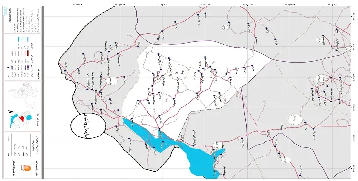 نقشه روستاهای شهرستان چادگان + کیفیت بالا