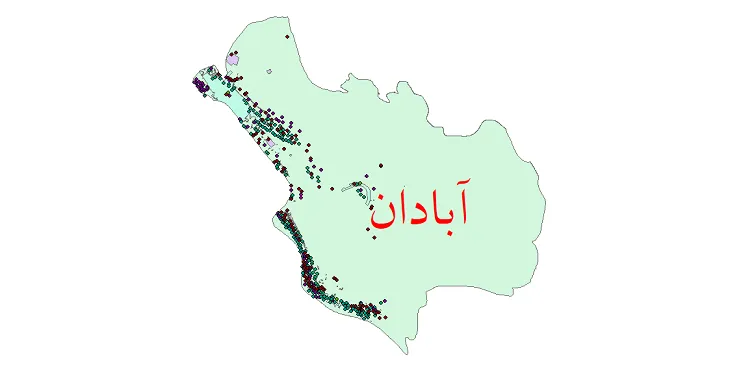 دانلود نقشه شیپ فایل جمعیت نقاط شهری و روستایی شهرستان آبادان از سال 1335 تا 1395