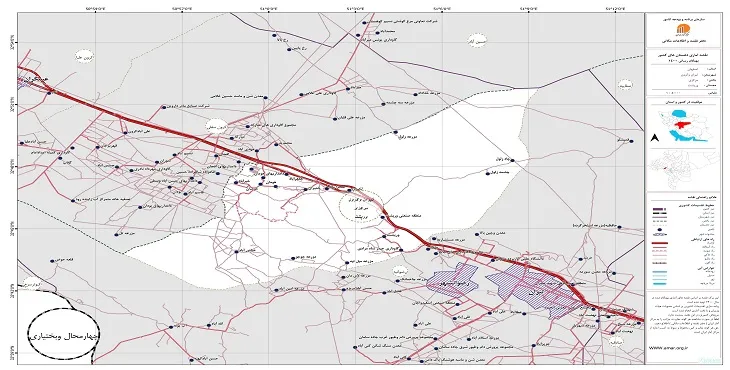 نقشه روستاهای شهرستان تیران و کرون + کیفیت بالا