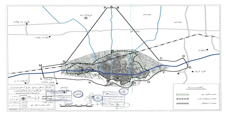 نقشه محدوده و حریم شهر بهشهر | کیفیت بالا