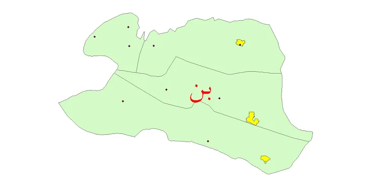 دانلود نقشه شیپ فایل (GIS) تقسیمات سیاسی شهرستان بن سال 1400