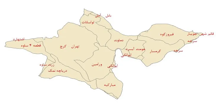 دانلود نقشه شیپ فایل دشت های استان تهران