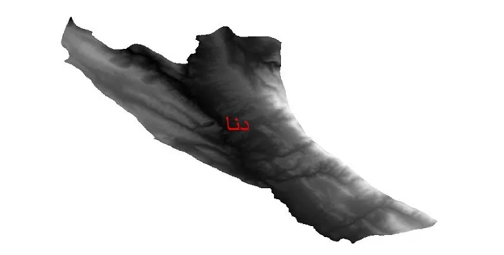 دانلود نقشه دم (DEM) شهرستان دنا | دقت 30 متر