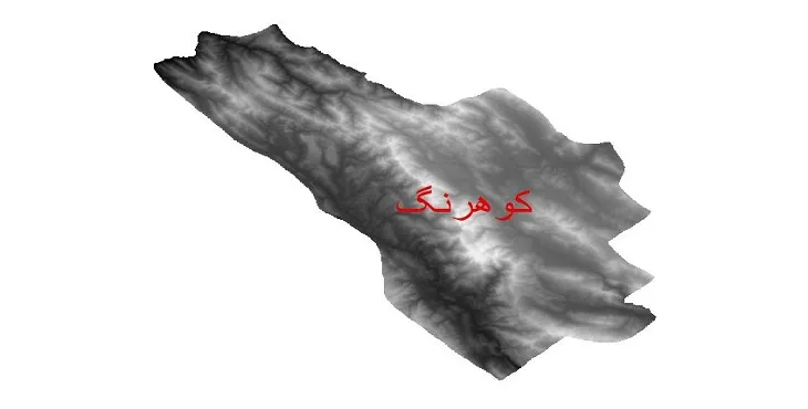 دانلود نقشه دم (DEM) شهرستان کوهرنگ | دقت 30 متر