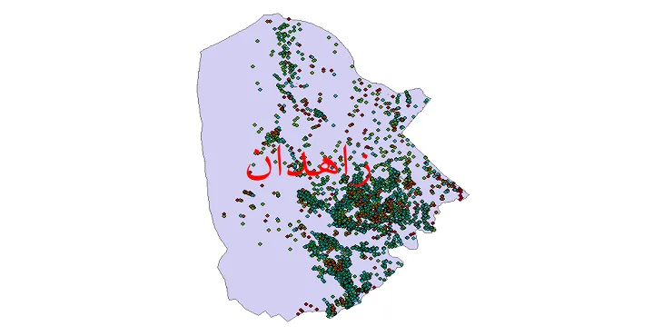 دانلود نقشه شیپ فایل جمعیت نقاط شهری و روستایی شهرستان زاهدان از سال 1335 تا 1395