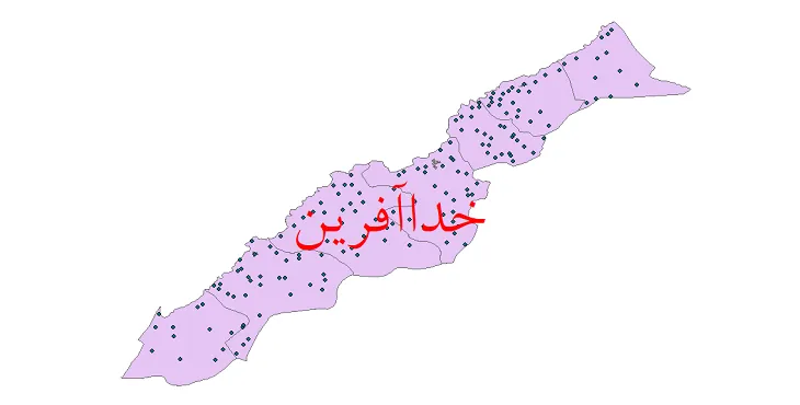دانلود نقشه شیپ فایل (GIS) تقسیمات سیاسی شهرستان خداآفرین سال 1400